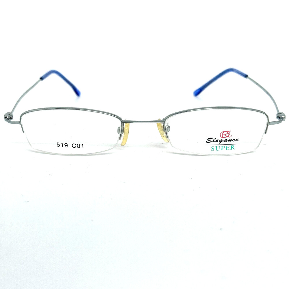 ELEGANCE EL217 Eyeglasses Frames Half Rim Silver Blue 49-20-140 H14352